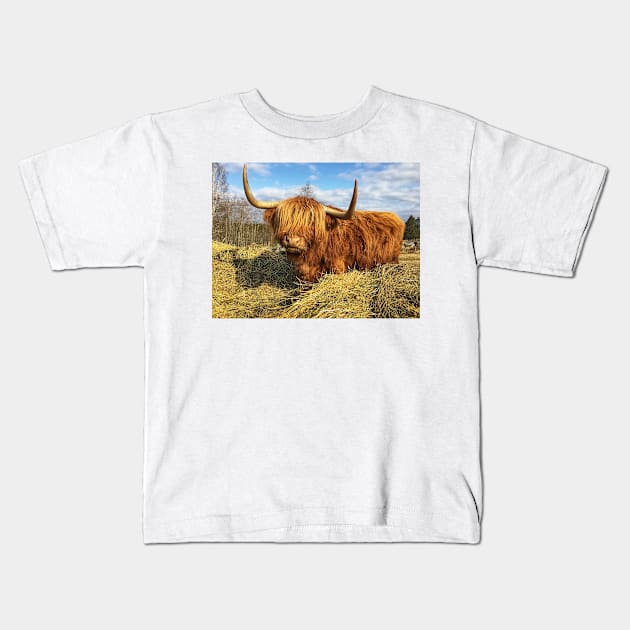 Scottish Highland Cattle Cow 2355 Kids T-Shirt by SaarelaHighland